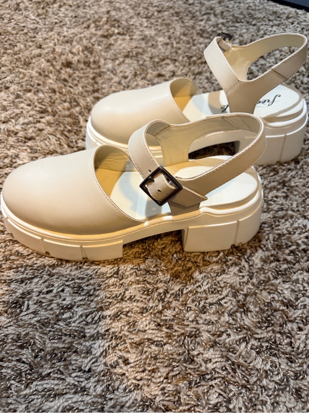 Free People Cream Beige Platform Slingback Clogs - Picture 2 of 4